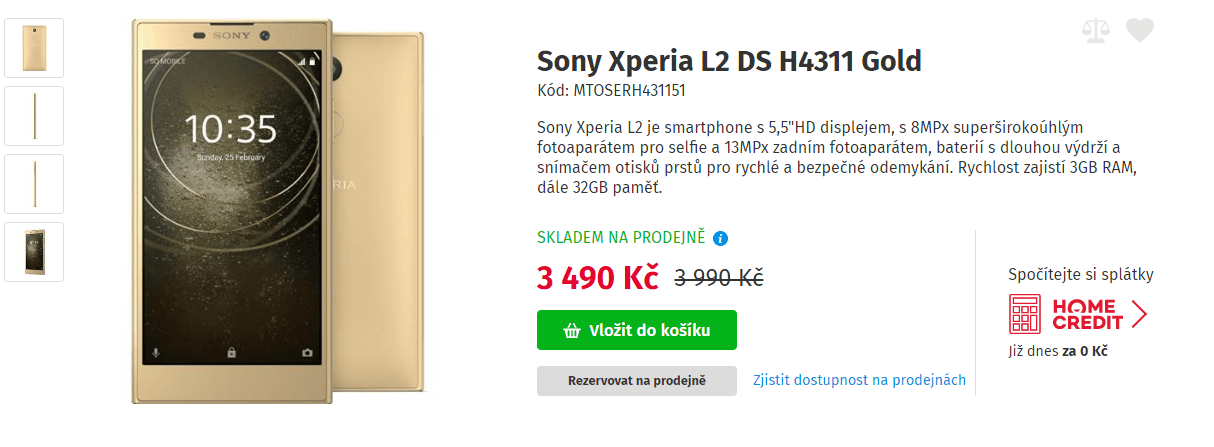 SONY L2, 4x 1,5GHz, 3GB RAM, 5,5", NFC, LTE