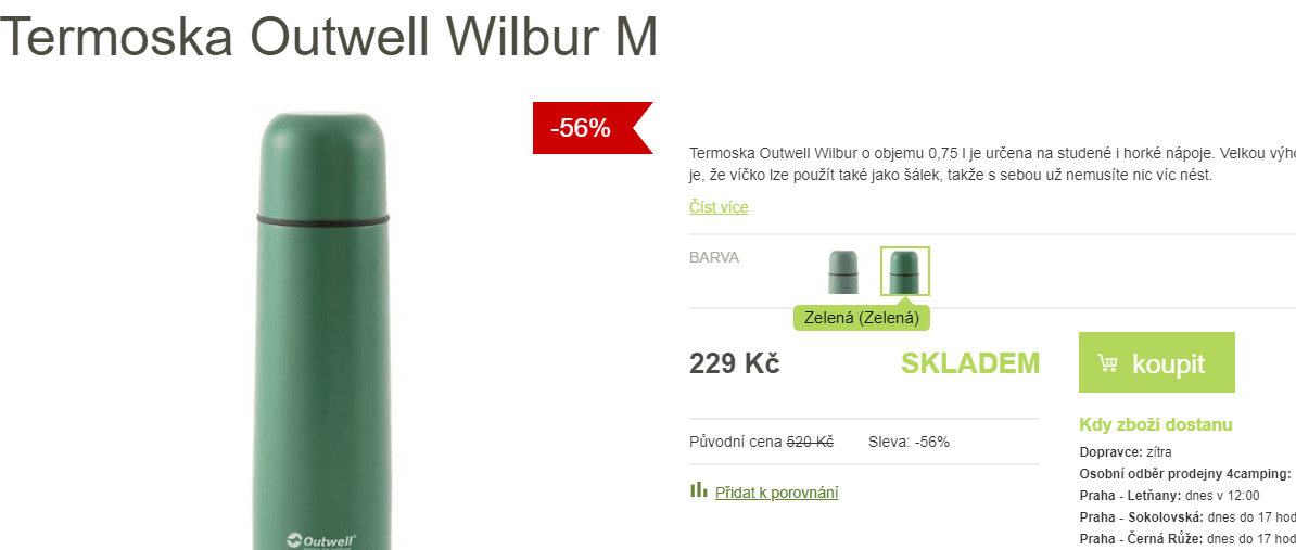 Termoska Outwell Wilbur M, 0,75 litru