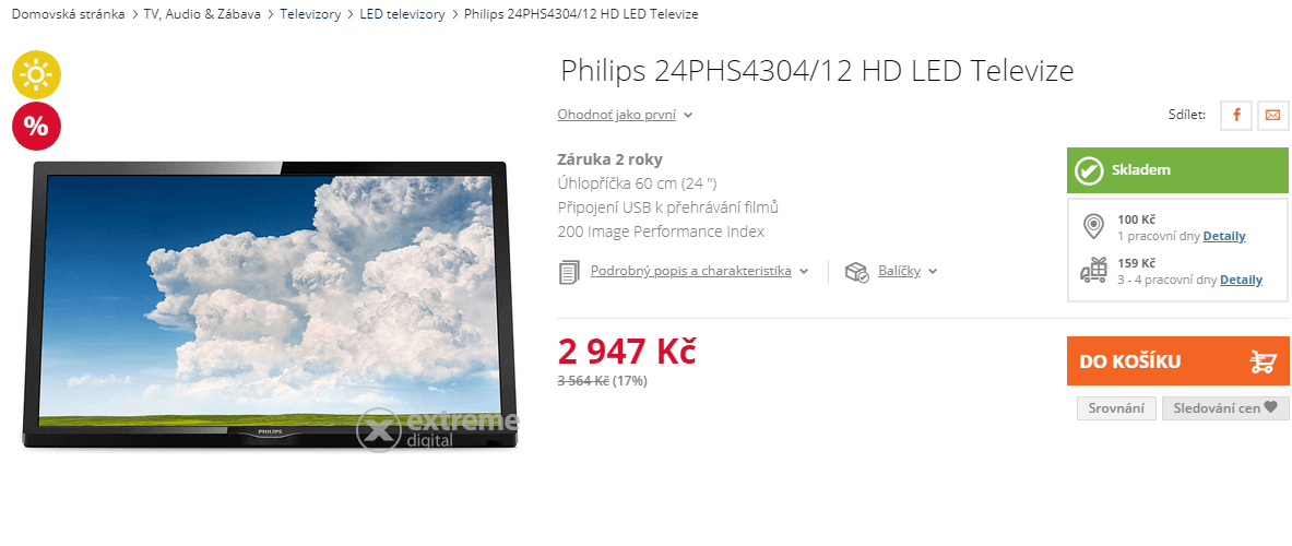 HD ready LED TV, T2, 60 cm, Philips