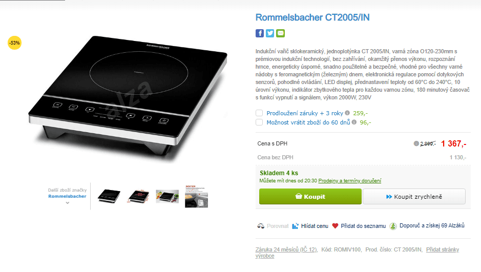 Indukční vařič Rommelsbacher CT2005/IN