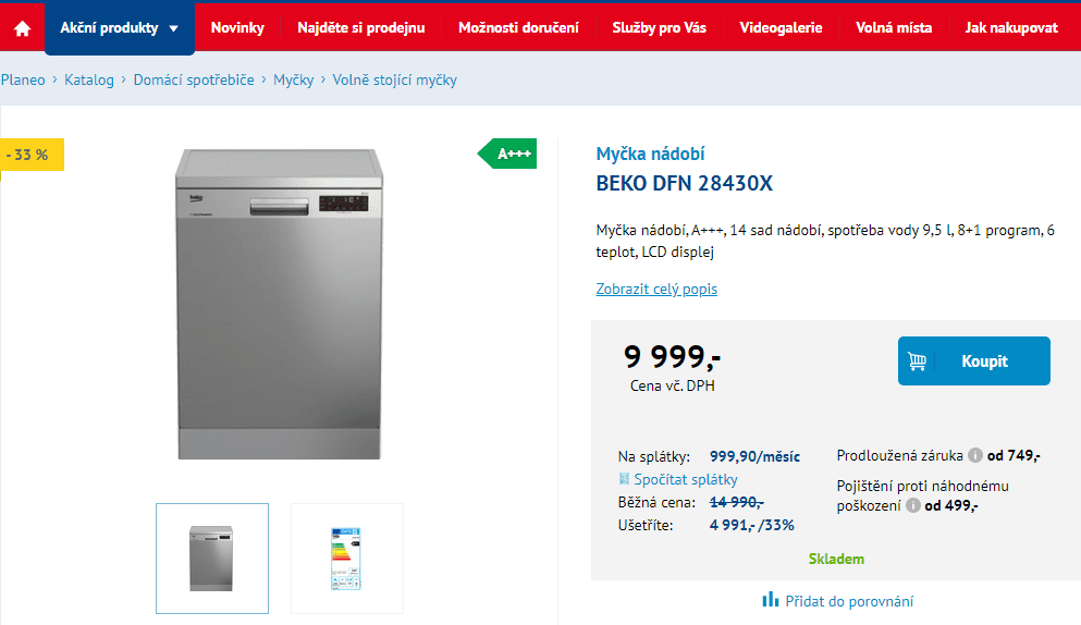 Myčka nádobí Beko, A+++, 14 sad