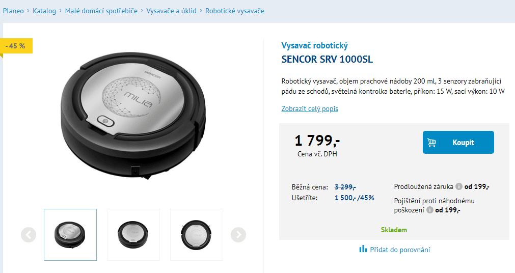 Robotický vysavač Sencor SRV 1000SL