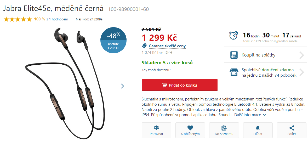 Bezdrátová sluchátka Jabra Elite45e
