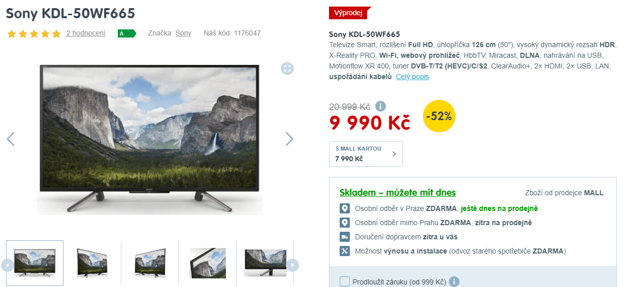 Full HD LED TV, Smart, HDR, 126cm, SONY