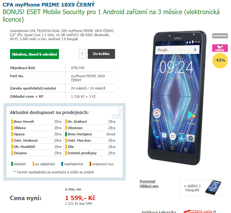 MyPhone, 4x 1,3GHz, 2GB RAM, 5,5"