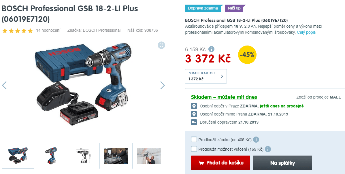 Příklepová vrtačka / šroubovák Bosch + 2 aku