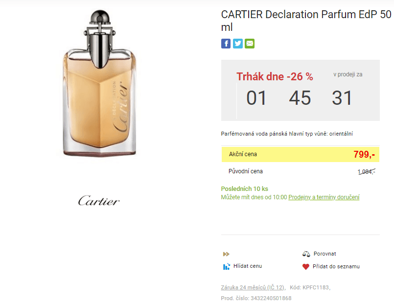 Pánský parfém Cartier Déclaration 50 ml 