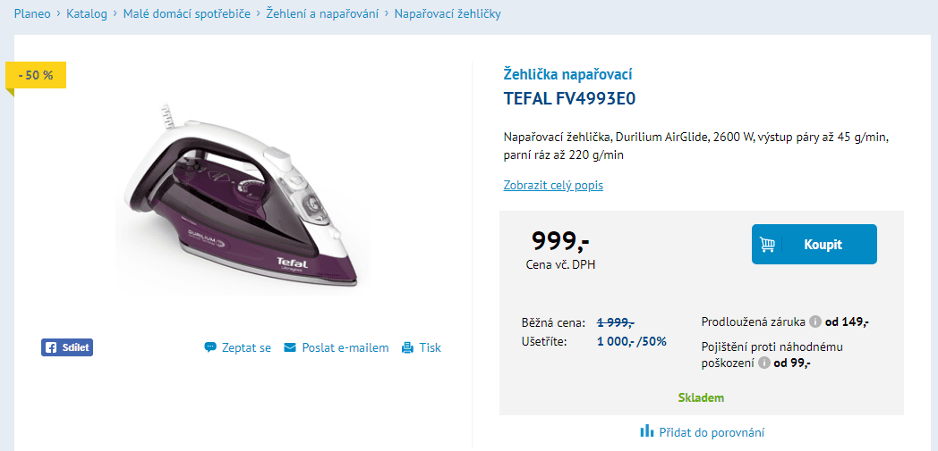 Napařovací žehlička Tefal