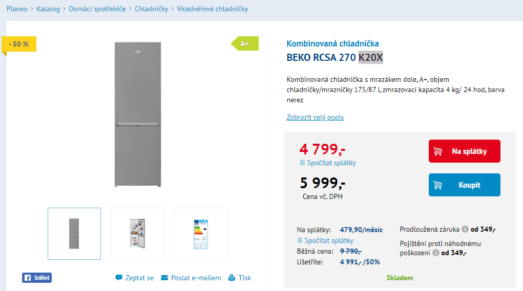 Lednice Beko, A+, 171 cm