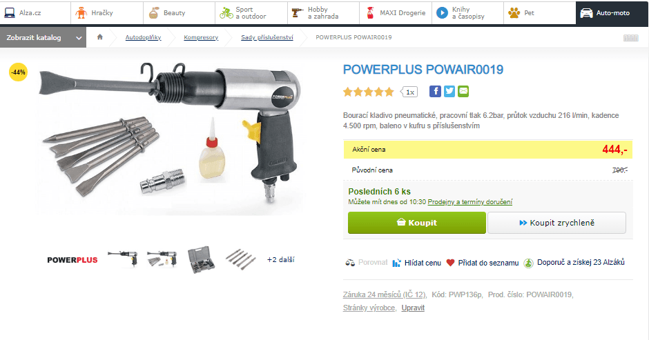 Bourací kladivo pneumatické Powerplus