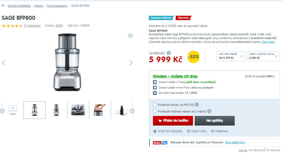 Kuchyňský robot Sage BFP800