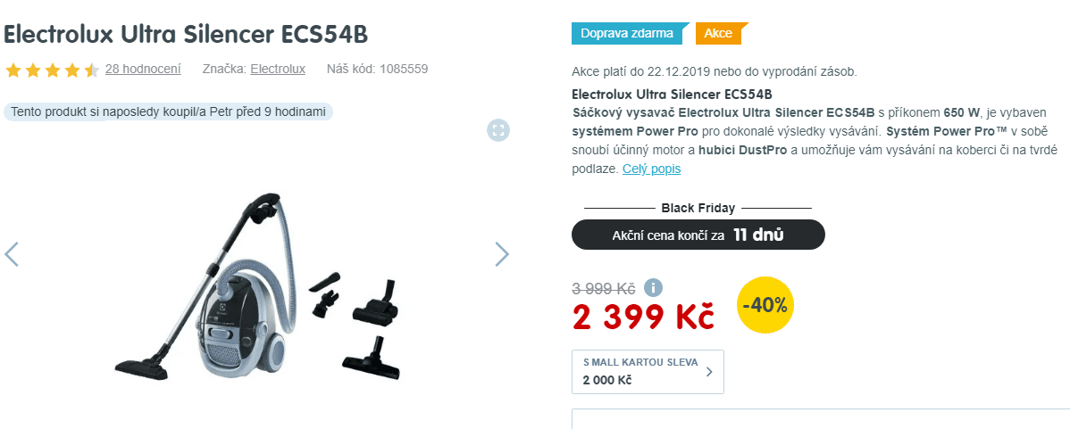 Sáčkový vysavač Electrolux Ultra Silencer