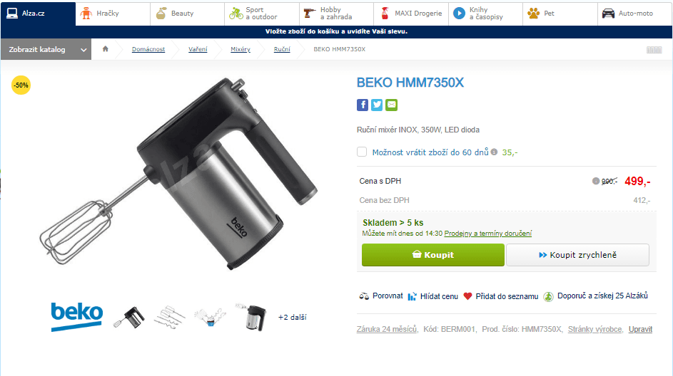 Ruční mixér BEKO HMM7350X