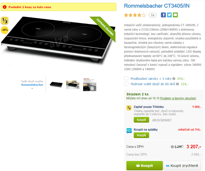 Indukční vařič sklokeramický Rommelsbacher 