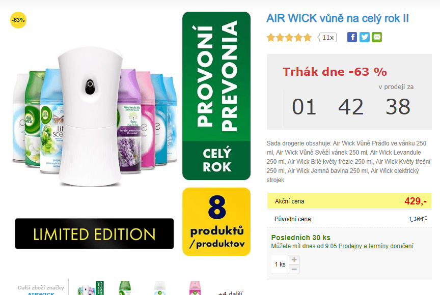 Air Wick strojek + 6 vůní á 250ml