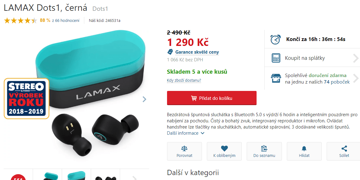 BT 5 sluchátka Lamax Dots1