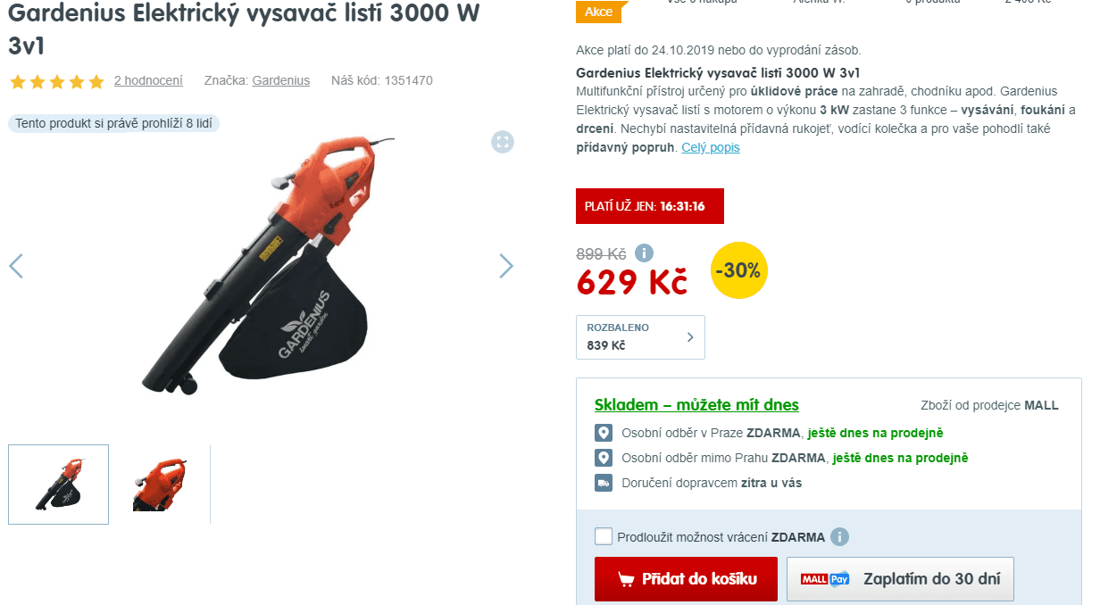 El. vysavač, drtič a foukač Gardenius