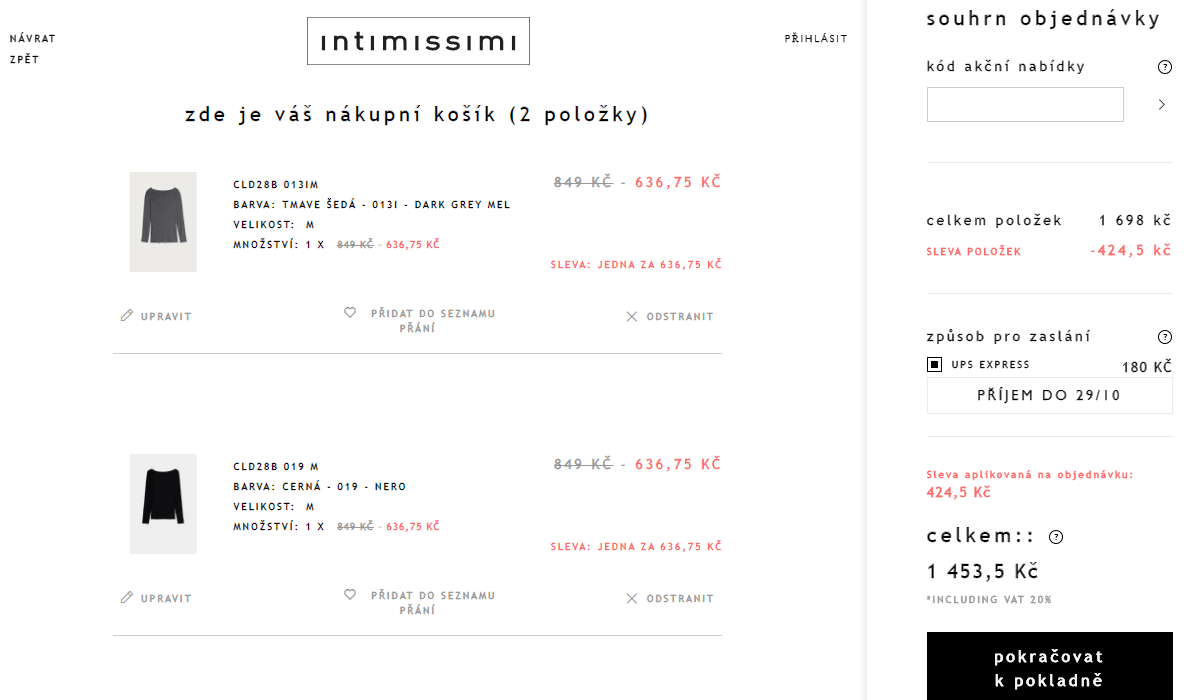 Intimissimi - sleva 50% na druhý top
