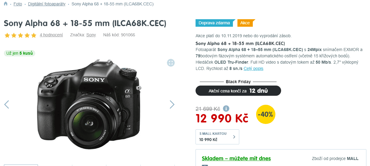 SONY Alpha A68 + objektiv 18-55 mm
