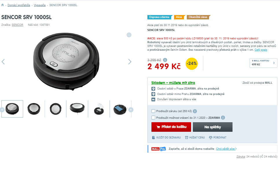 Robotický vysavač Sencor SRV 1000SL