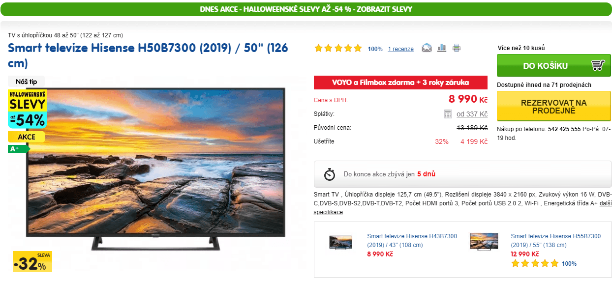 Ultra HD Smart TV, HDR, 126cm, Hisense