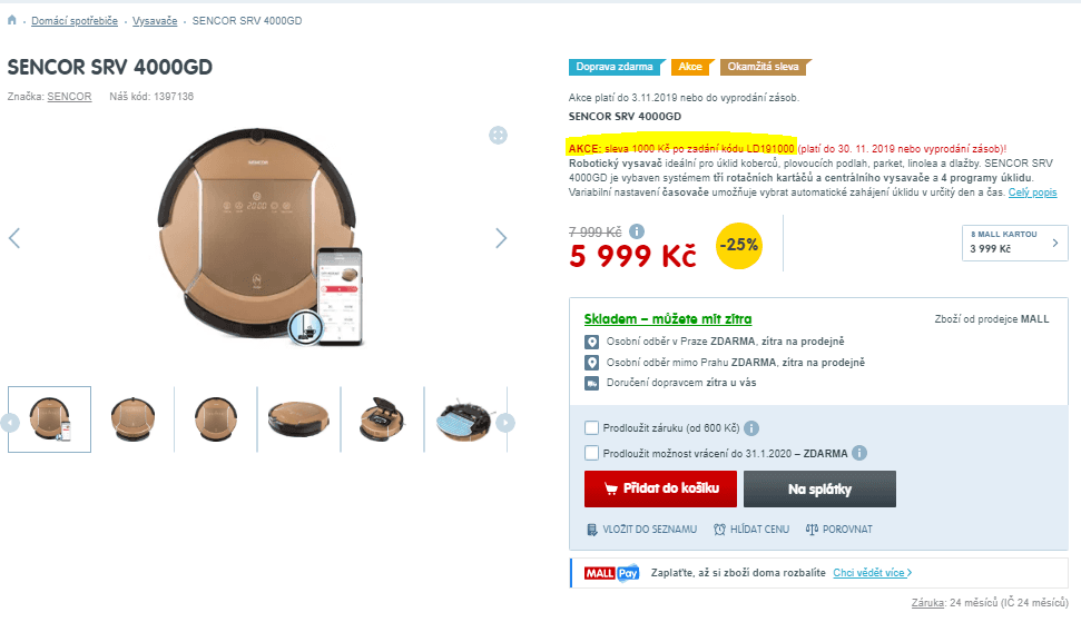 Robotický vysavač Sencor SRV 4000GD