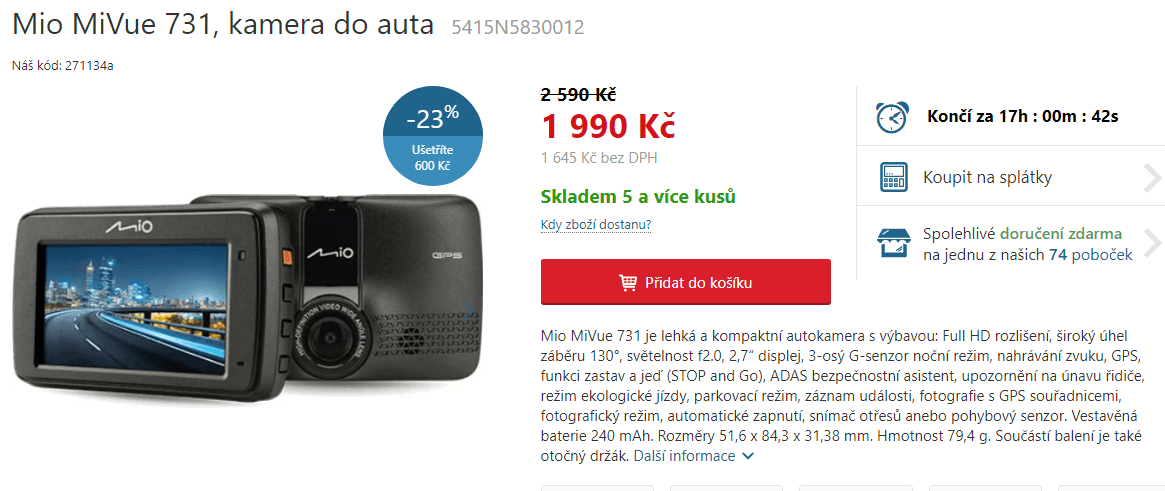 Autokamera Mio MiVue 731