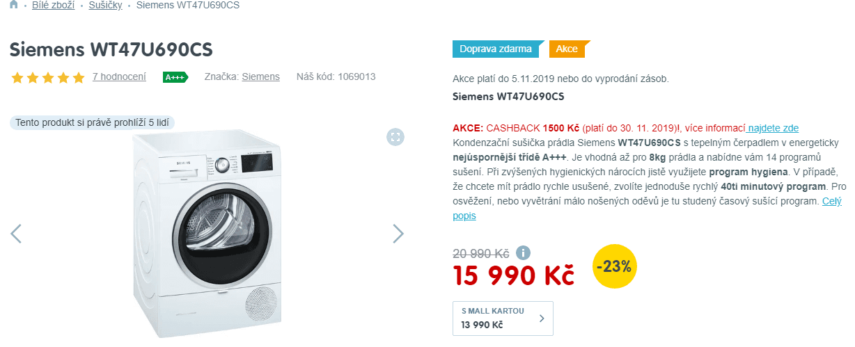 Sušička prádla Siemens, 8kg, A+++