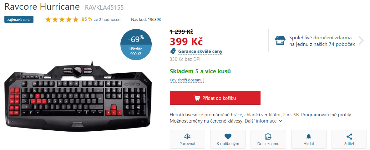 Herní klávesnice Tracer Ravcore Hurricane