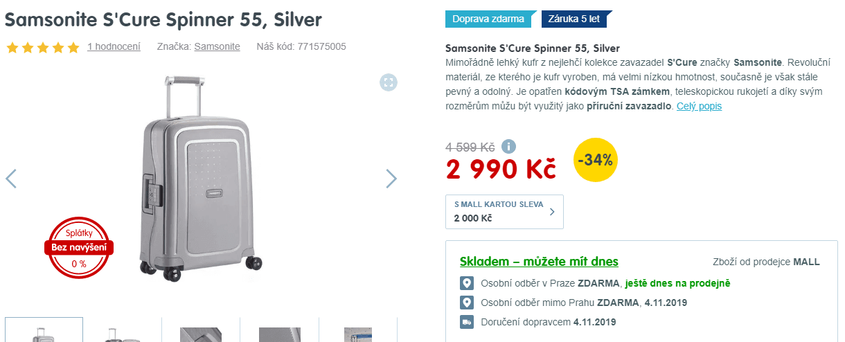 Kufr Samsonite S'CURE Spinner 55"