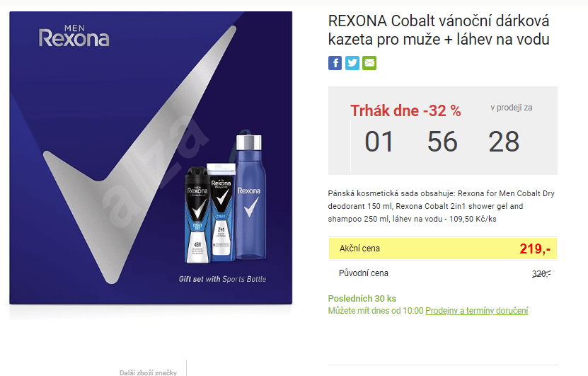 Dárková sada Rexona Cobalt - 3 produkty