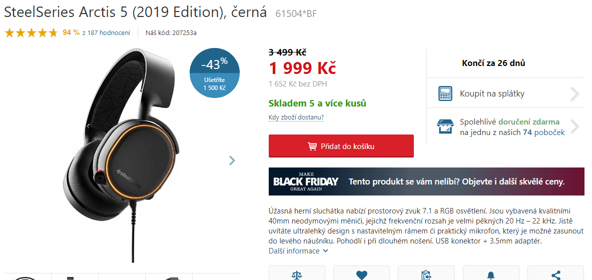 Herní sluchátka Steelseries Arctis 5