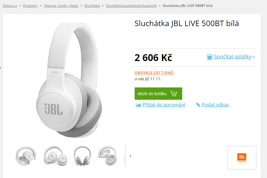 BT sluchátka JBL Live 500BT 