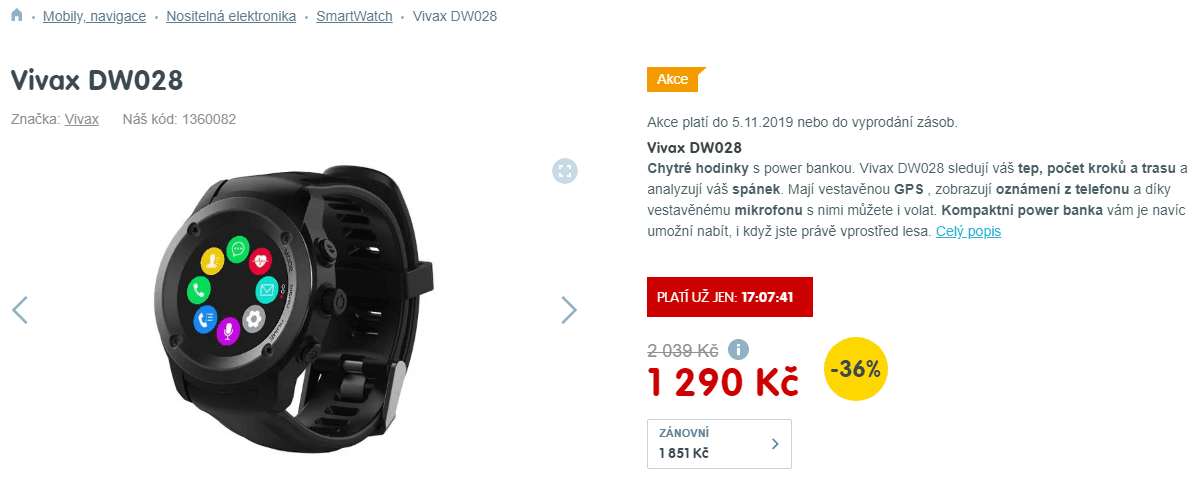 Chytré hodinky s powerbankou Vivax