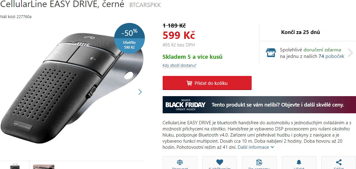 Handsfree do auta CELLULARLINE EASY DRIVE