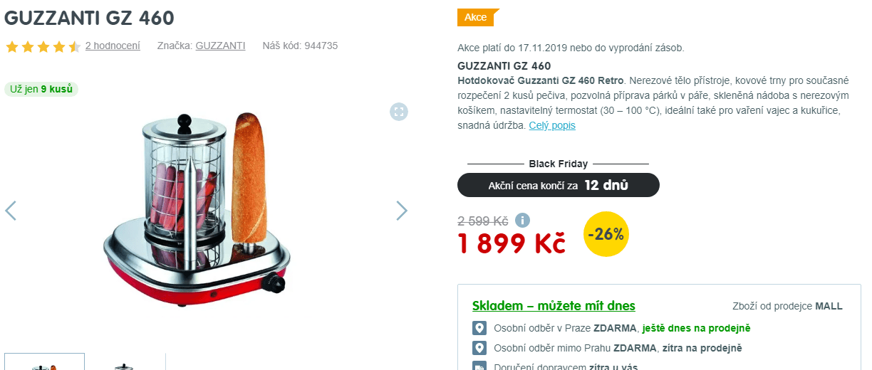 Hotdogovač Guzzanti FC 460