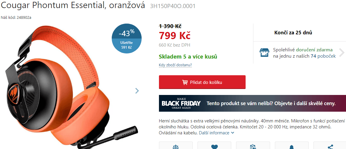 Herní sluchátka Cougar Phontum Essential