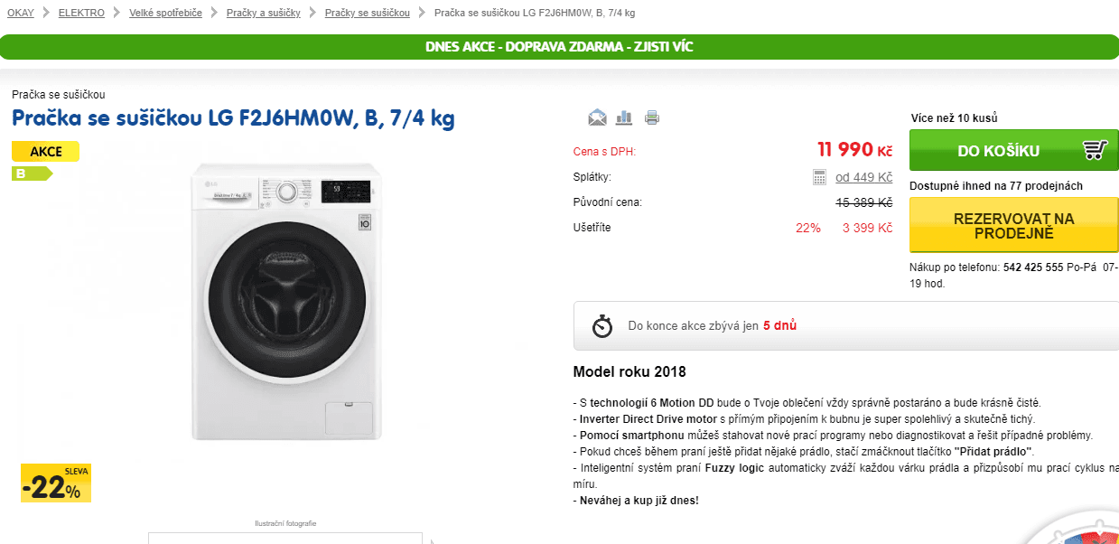 Pračka se sušičkou LG, 7/4kg, 1200 ot., NFC