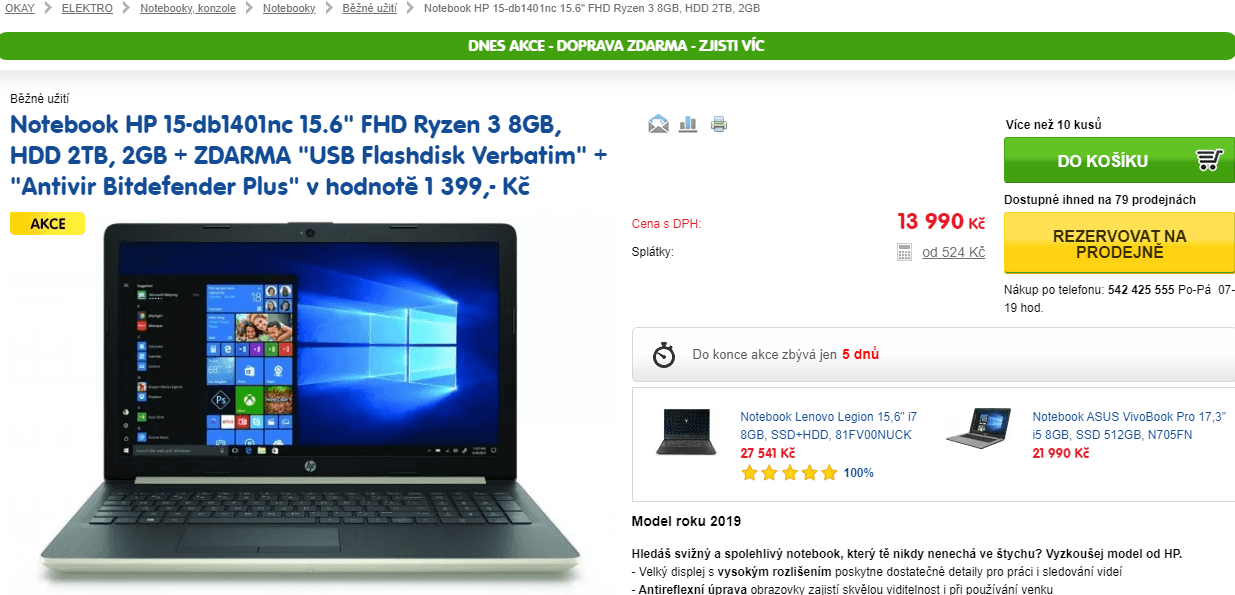HP Ryzen, 3,4GHz, 8GB RAM, 2GB grafika