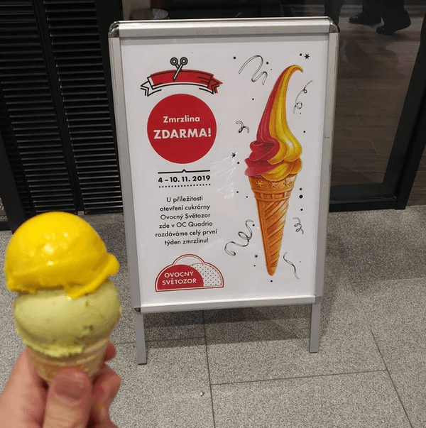 Zmrzlina zdarma v cukrárně Ovocný Světozor