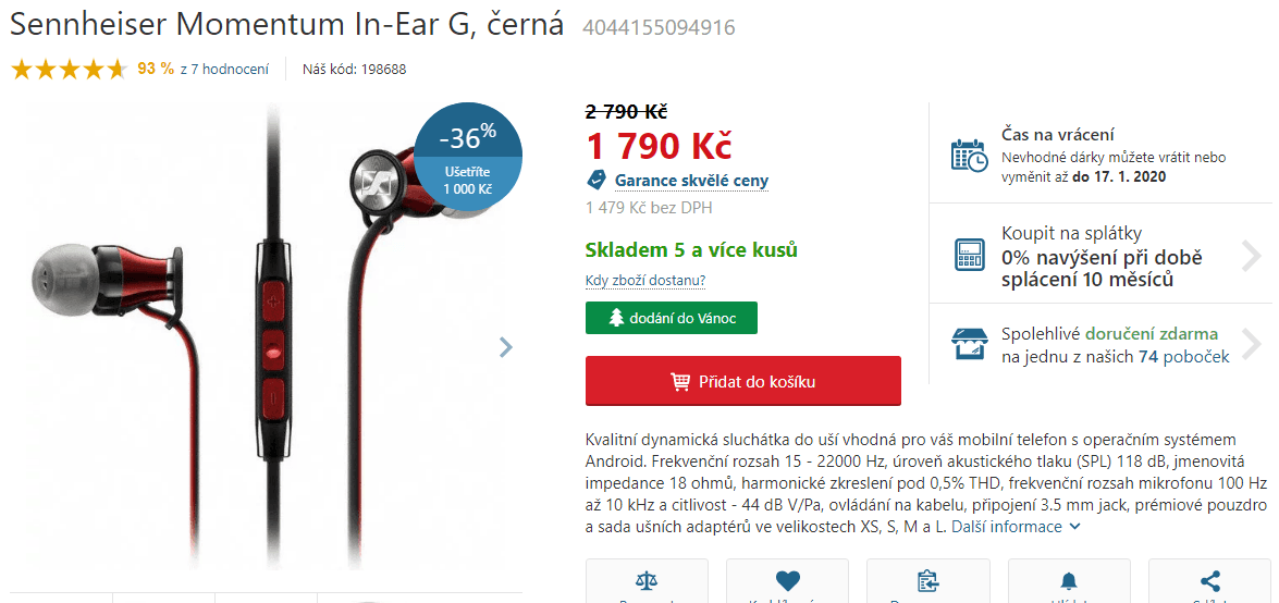 Sluchátka Sennheiser Momentum In-Ear G 