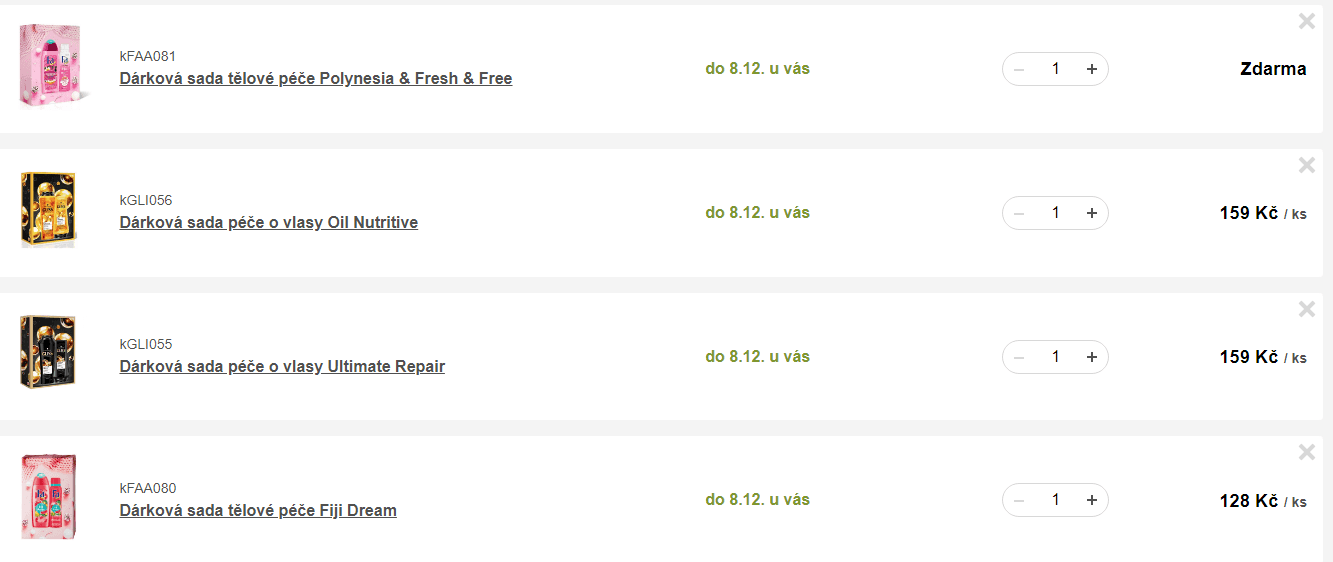 3+1 zdarma na dárkové sady