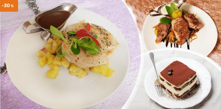 Degustační menu o třech chodech pro dva