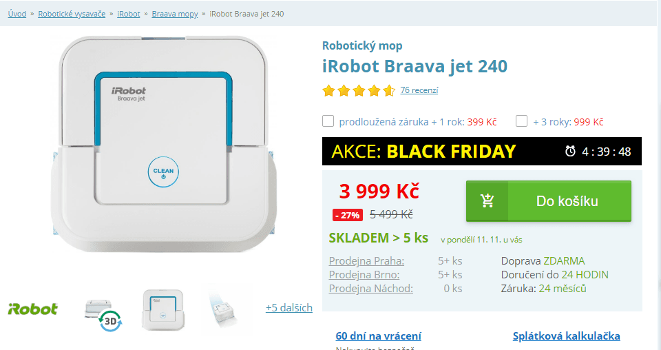 Robotický mop, vysavač Robot Braava 240 jet 