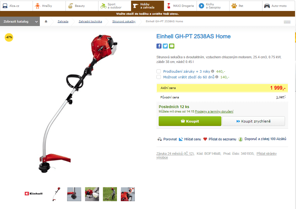 Strunová sekačka Einhell GH-PT 2538AS