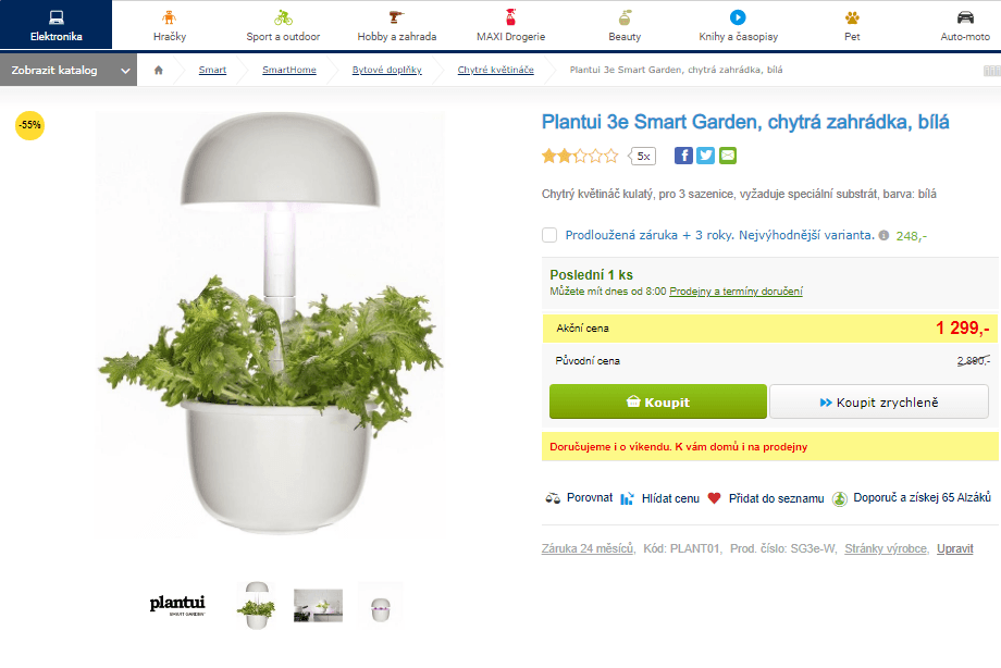 Chytrý květináč Plantui 3e Smart Garden