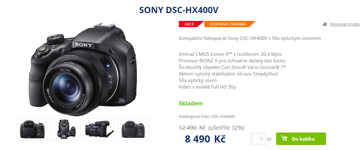 Sony HX400, 20,4MPx, 50x zoom, Wifi, NFC