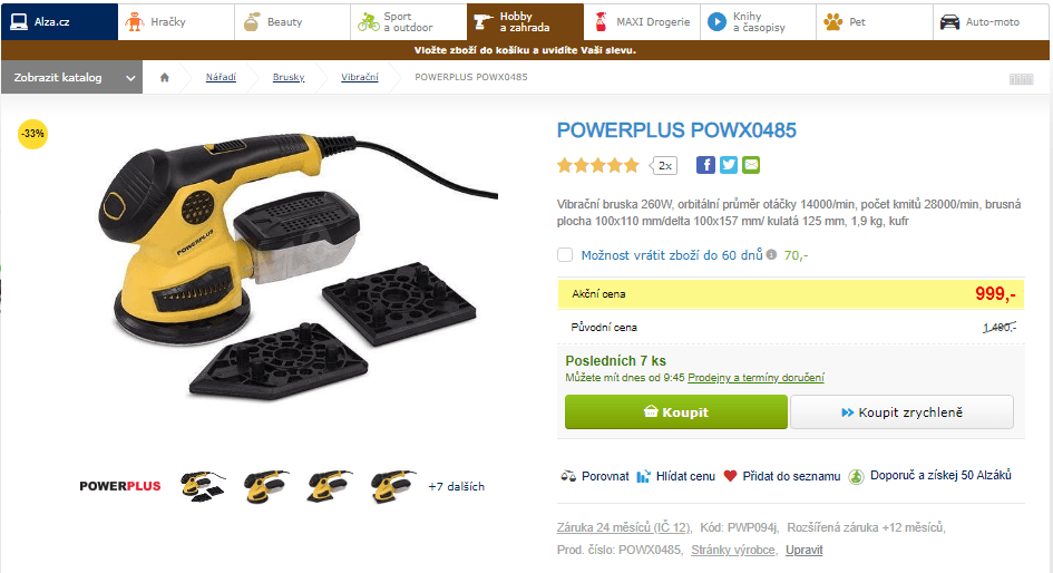 Vibrační bruska POWERPLUS POWX0485