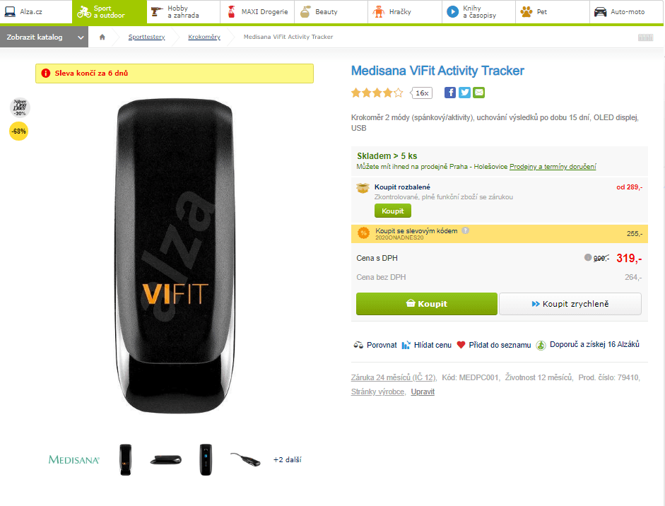 Krokoměr Medisana ViFit Activity Tracker