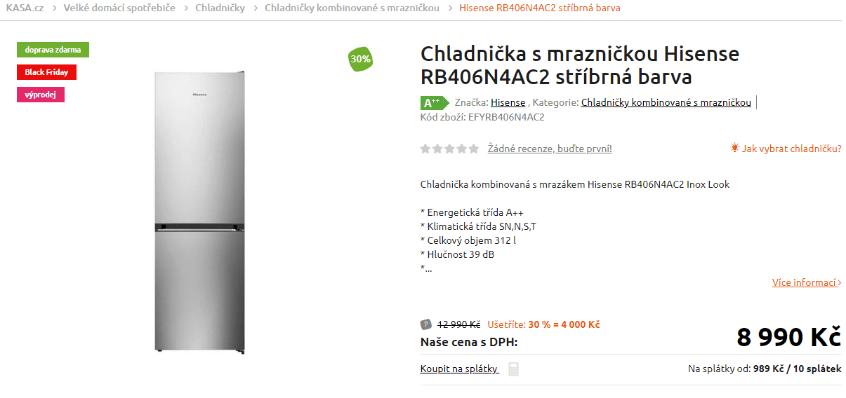 Lednice Hisense, A+++, no frost, 188cm